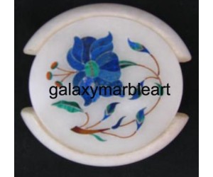 Agra marble inlay handicraft coaster set 3.5" Cs-31